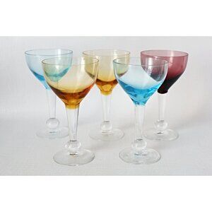 5 Vintage Cocktail Glasses Wine Liquor Glasses Martini Barware